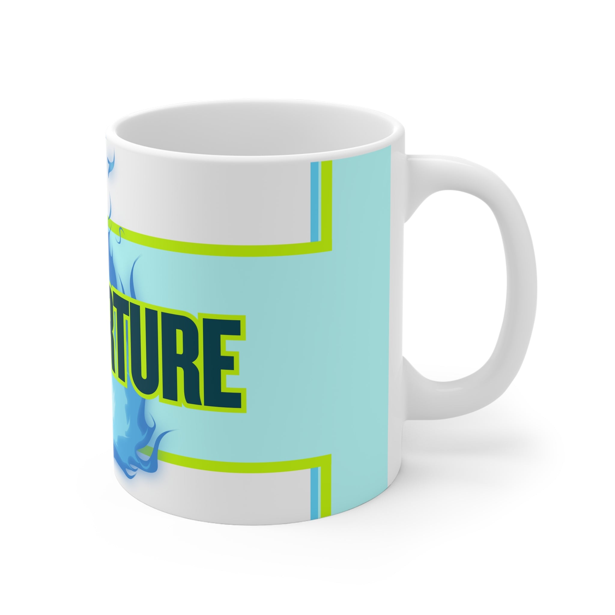 MUG - TILE TORTURE - COOL BLUE - white ceramic coffee cup (11oz)
