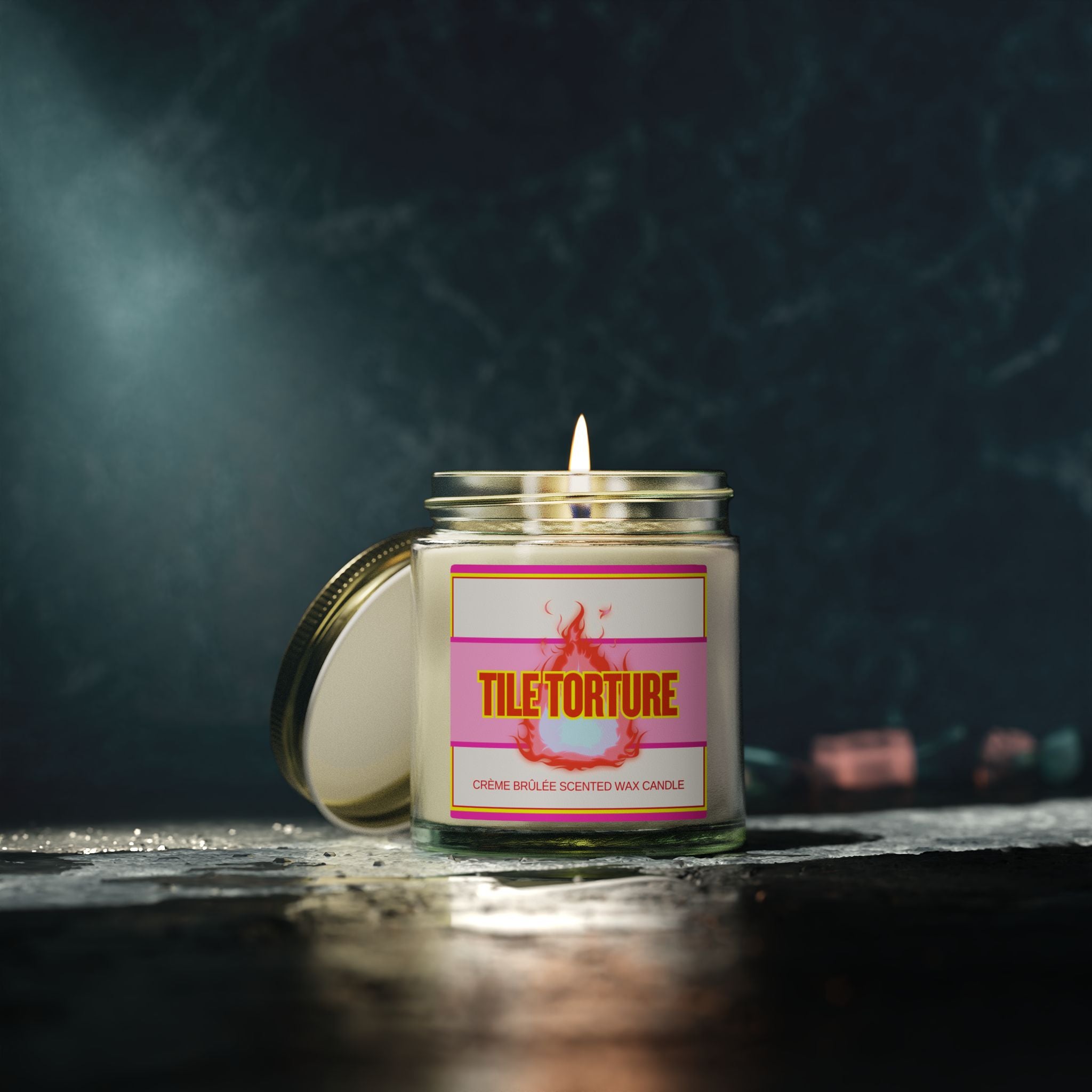crème brûlée scented wax candle - TILE TORTURE - HOT PINK