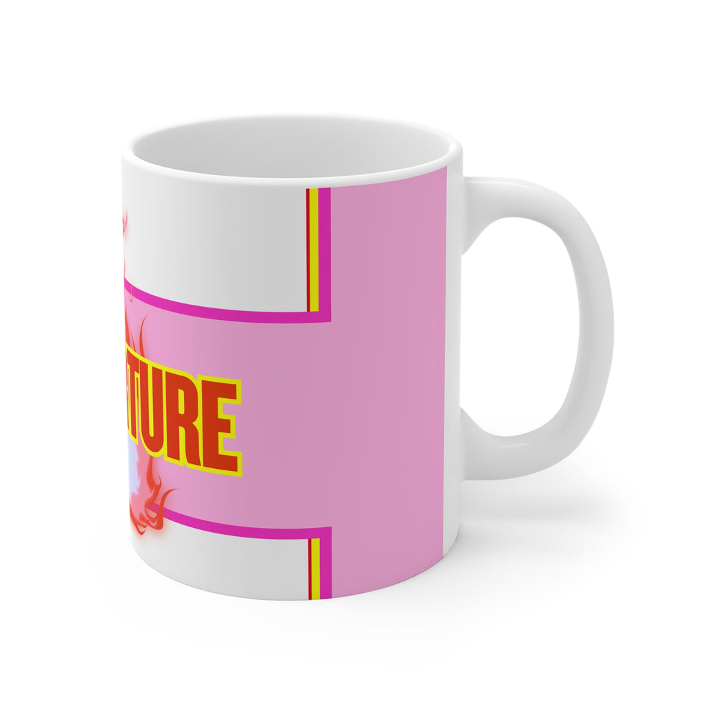 MUG - TILE TORTURE - HOT PINK - white ceramic coffee cup (11oz)