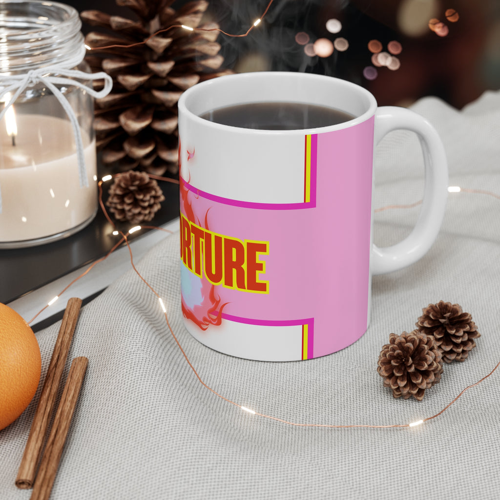 MUG - TILE TORTURE - HOT PINK - white ceramic coffee cup (11oz)