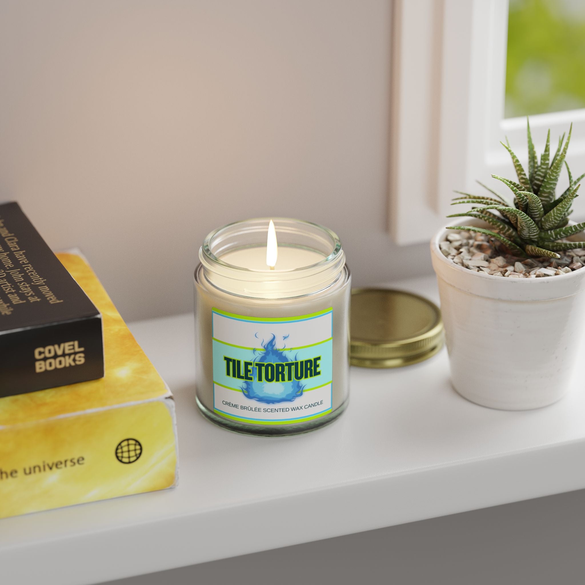 crème brûlée scented wax candle - TILE TORTURE - COOL BLUE