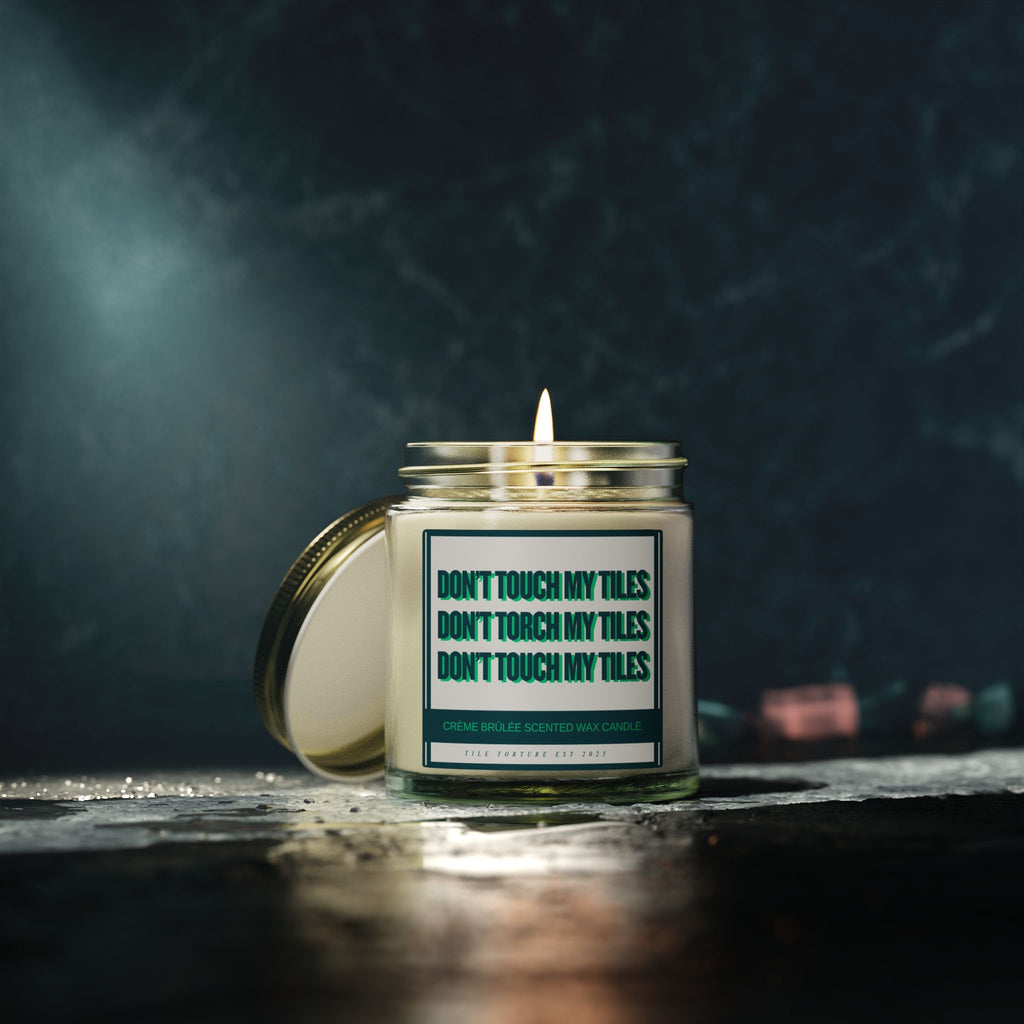 crème brûlée scented wax candle - DON'T TOUCH / TORCH MY TILES - GREEN