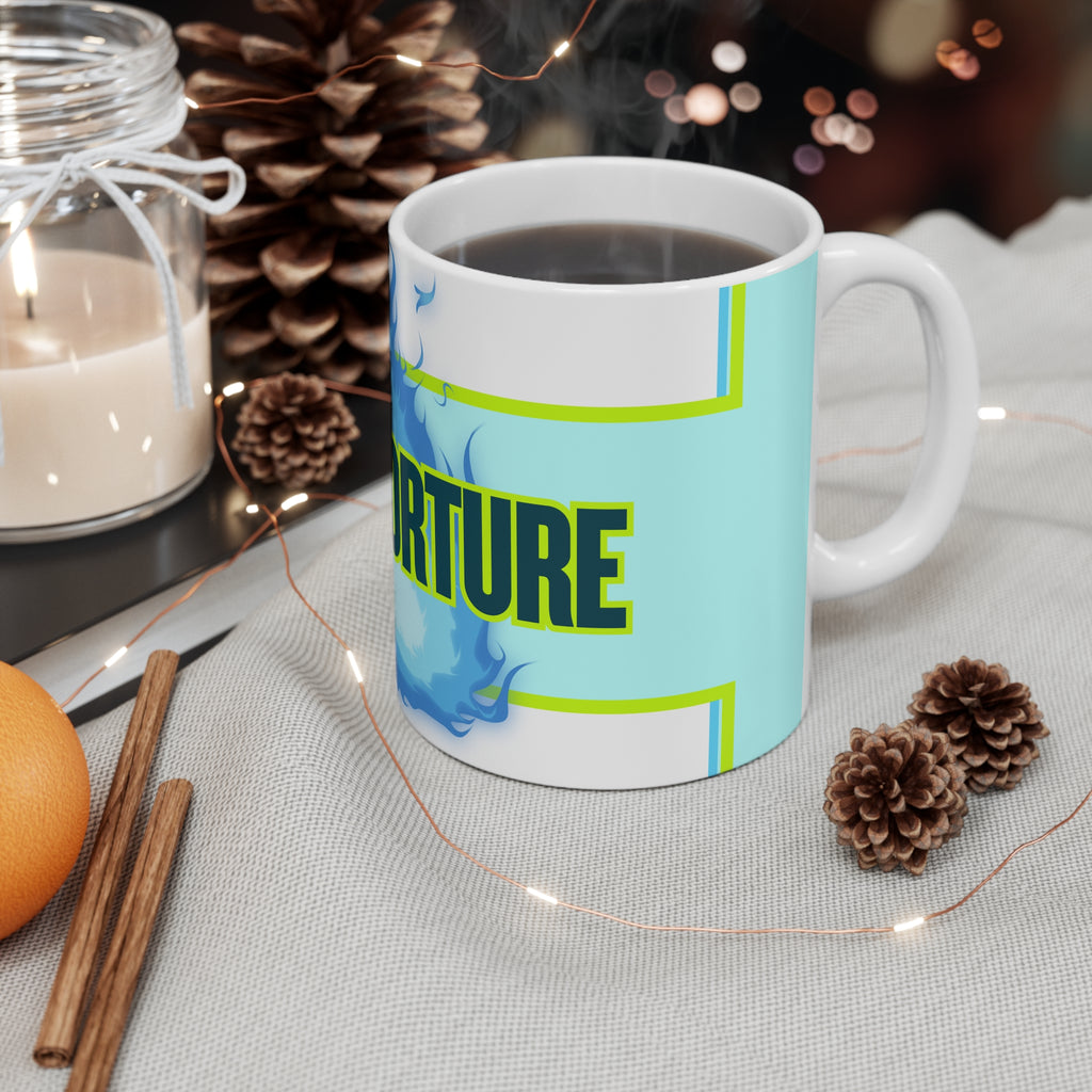 MUG - TILE TORTURE - COOL BLUE - white ceramic coffee cup (11oz)
