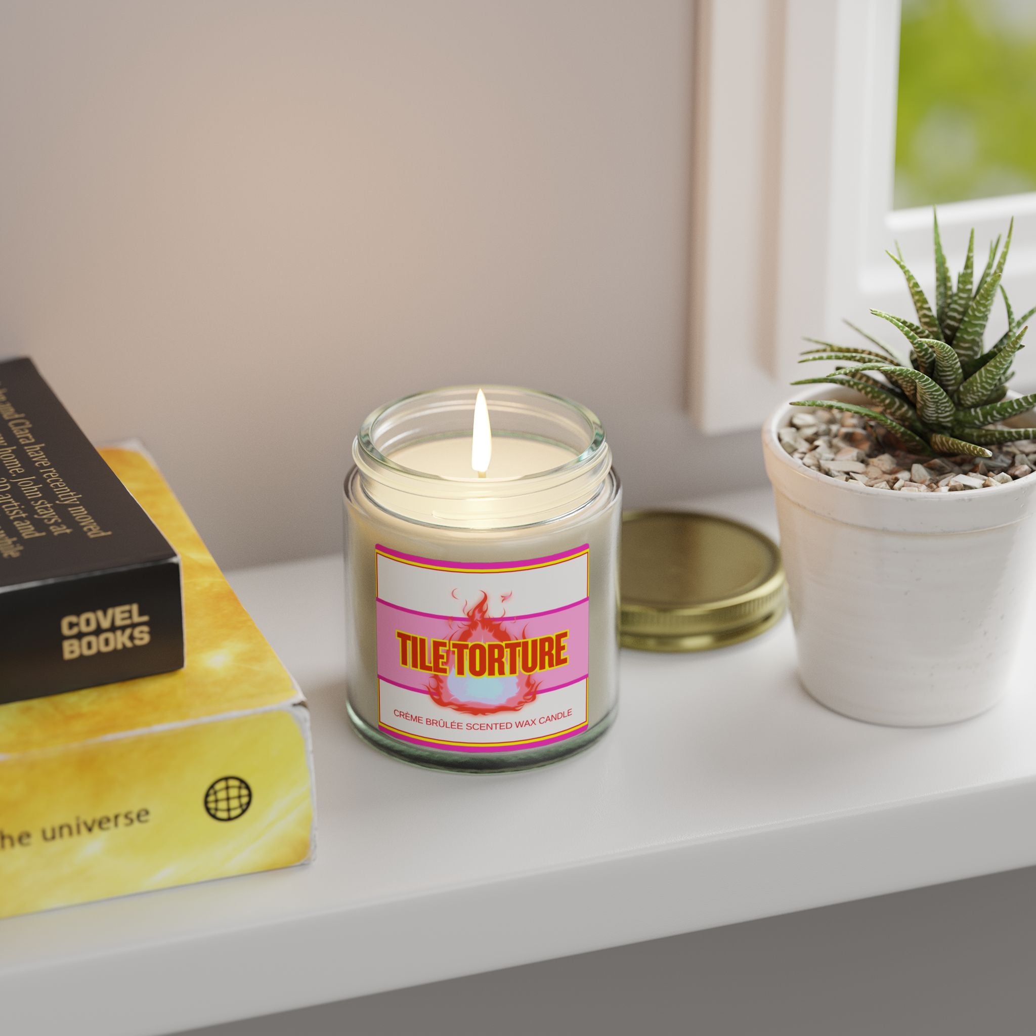crème brûlée scented wax candle - TILE TORTURE - HOT PINK
