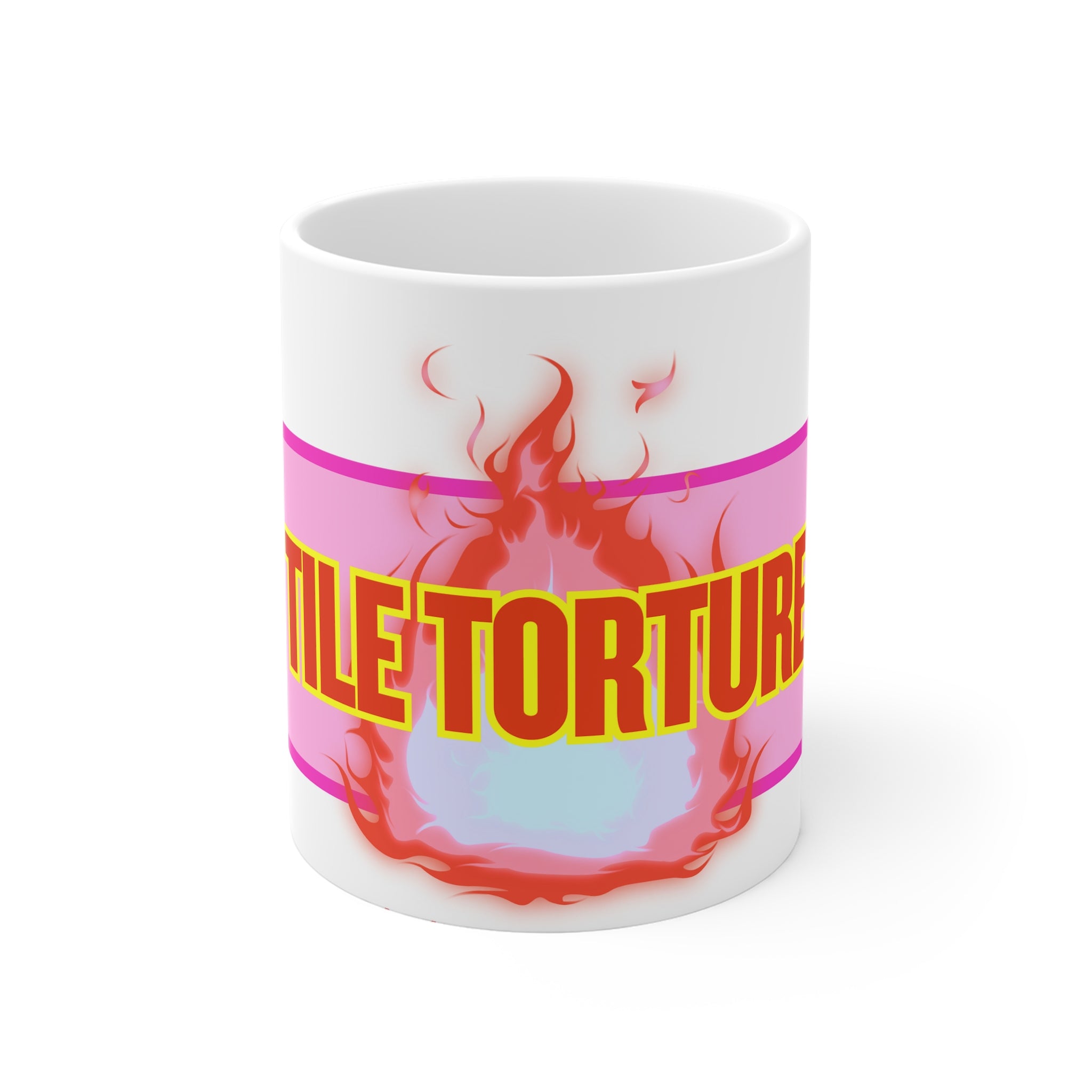 MUG - TILE TORTURE - HOT PINK - white ceramic coffee cup (11oz)