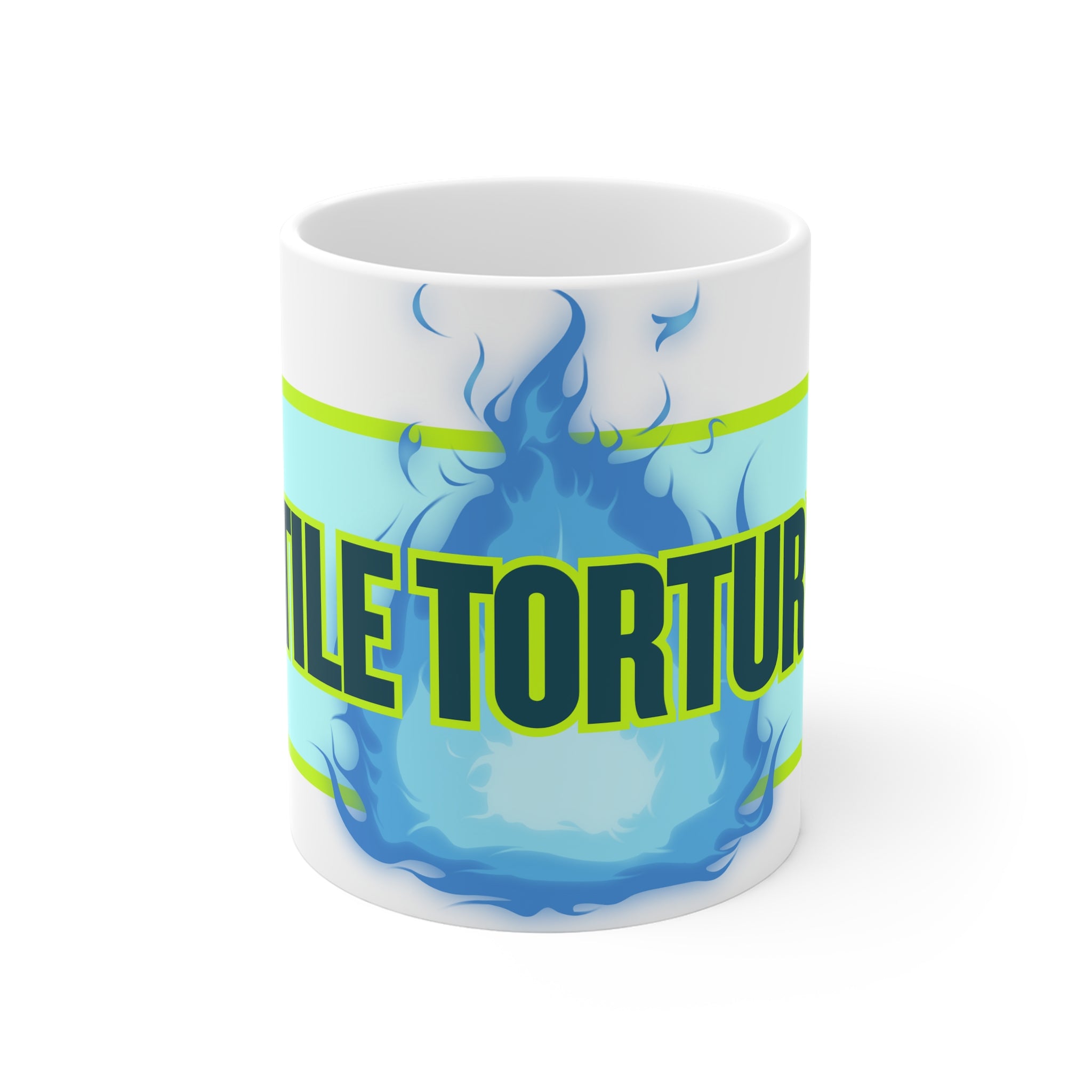 MUG - TILE TORTURE - COOL BLUE - white ceramic coffee cup (11oz)