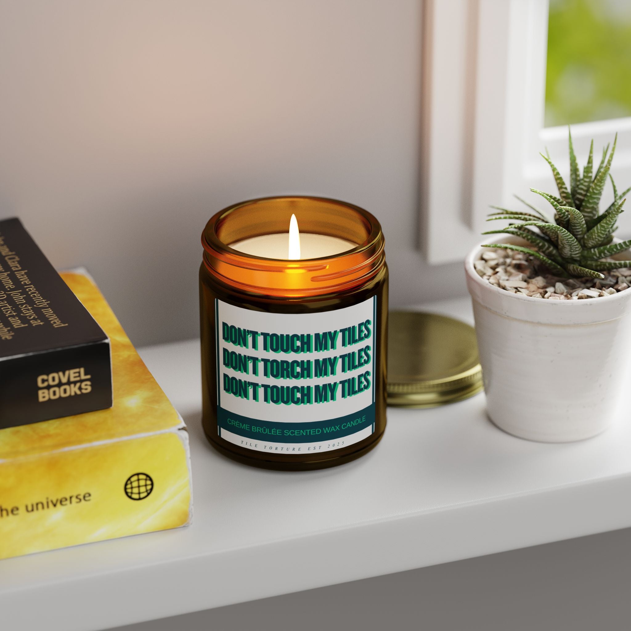 crème brûlée scented wax candle - DON'T TOUCH / TORCH MY TILES - GREEN