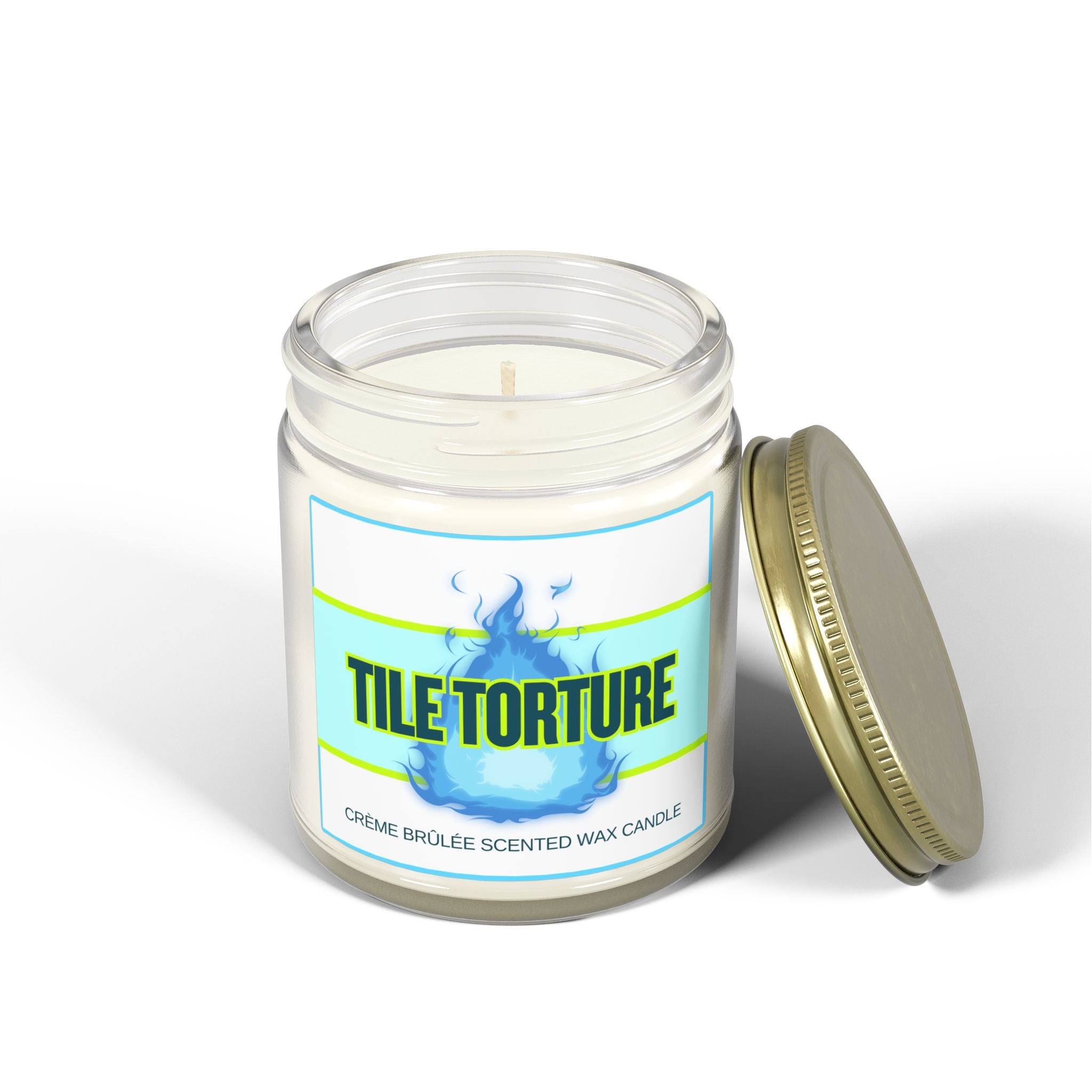 crème brûlée scented wax candle - TILE TORTURE - COOL BLUE