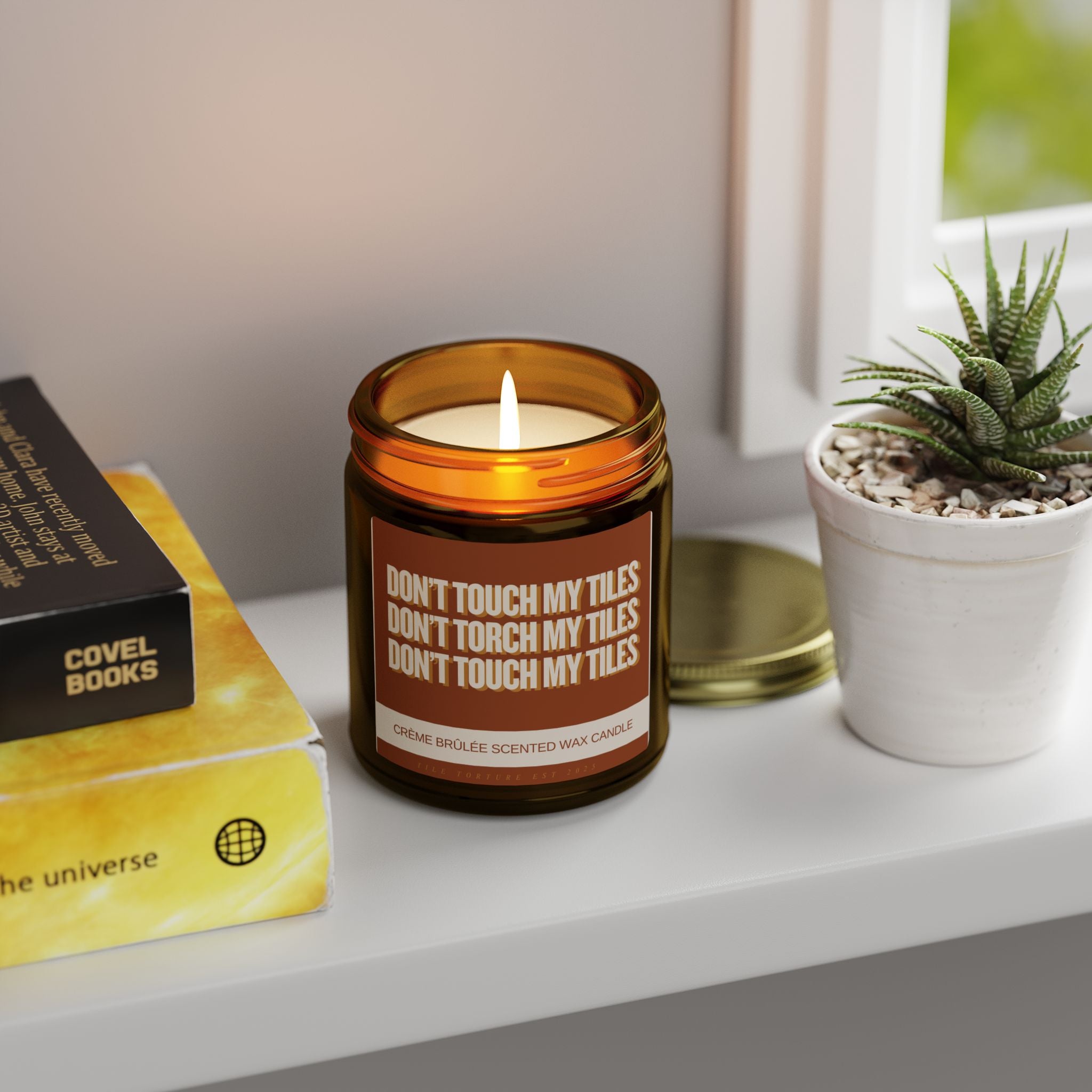 crème brûlée scented wax candle - DON'T TOUCH / TORCH MY TILES - BROWN