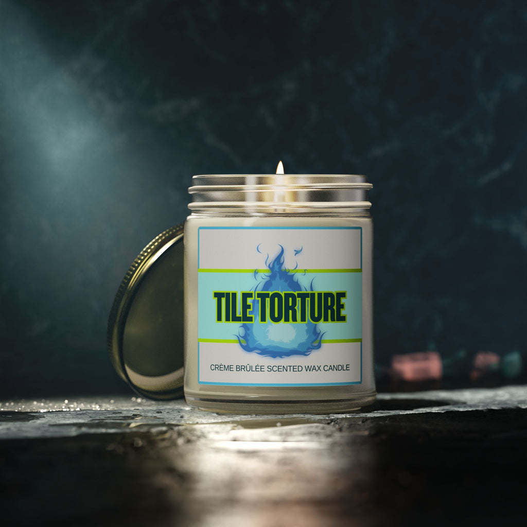 crème brûlée scented wax candle - TILE TORTURE - COOL BLUE