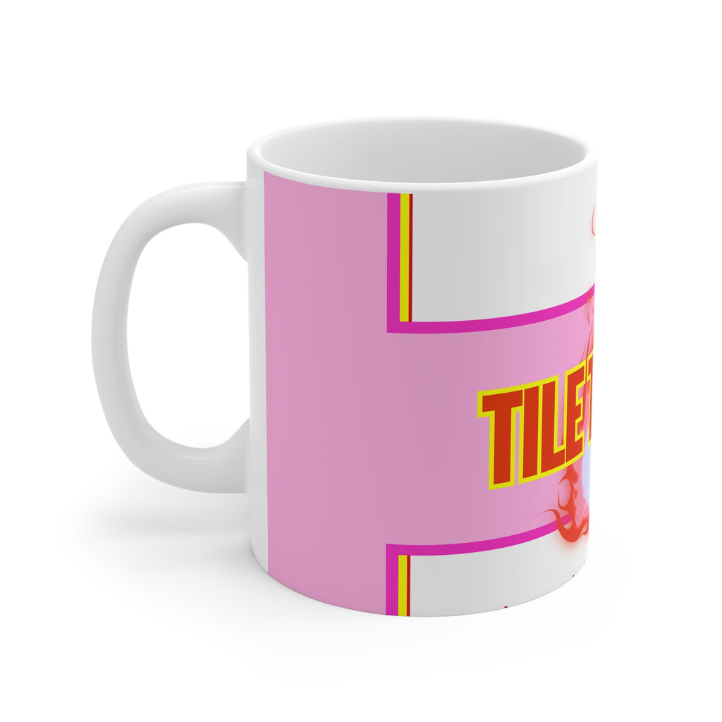 MUG - TILE TORTURE - HOT PINK - white ceramic coffee cup (11oz)