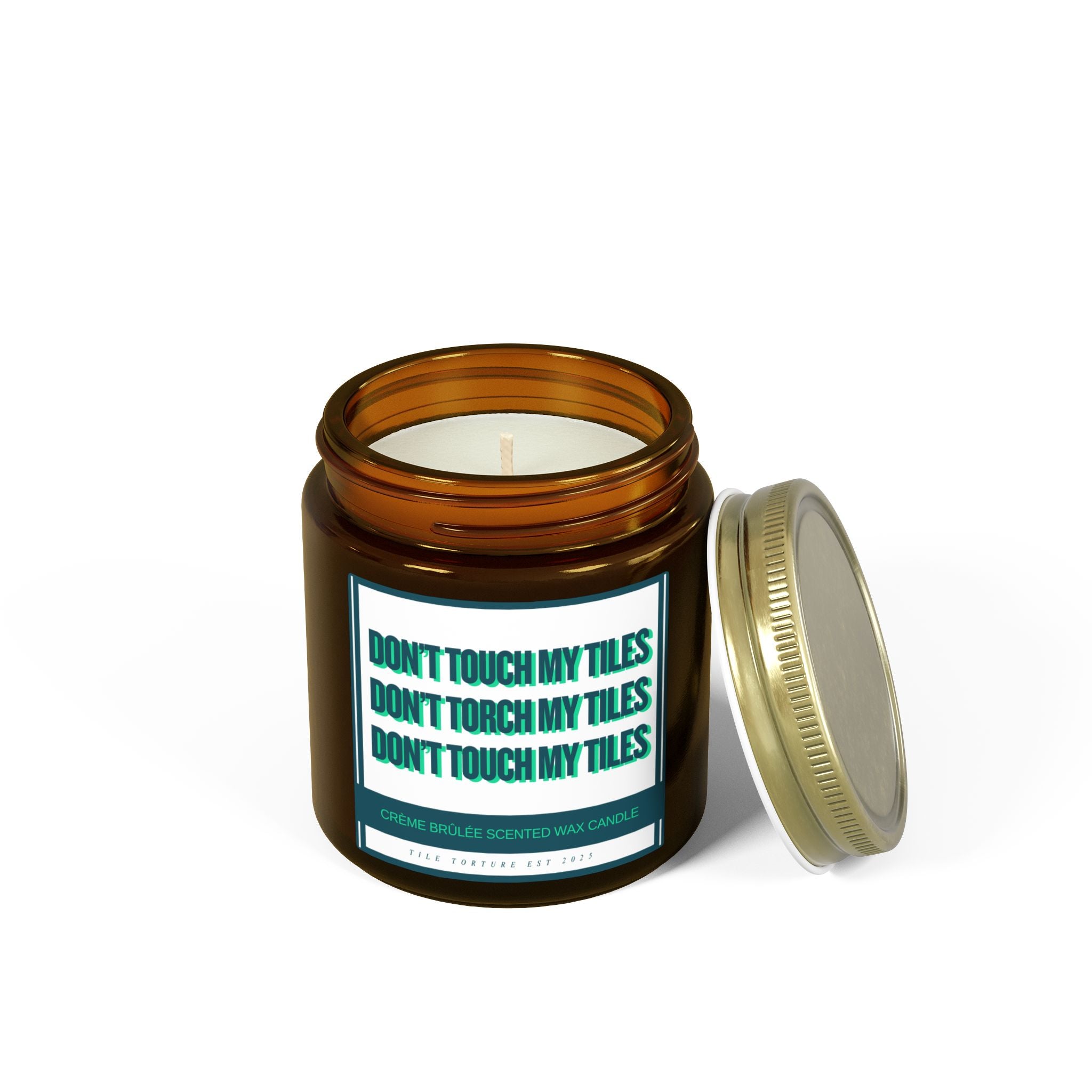 crème brûlée scented wax candle - DON'T TOUCH / TORCH MY TILES - GREEN