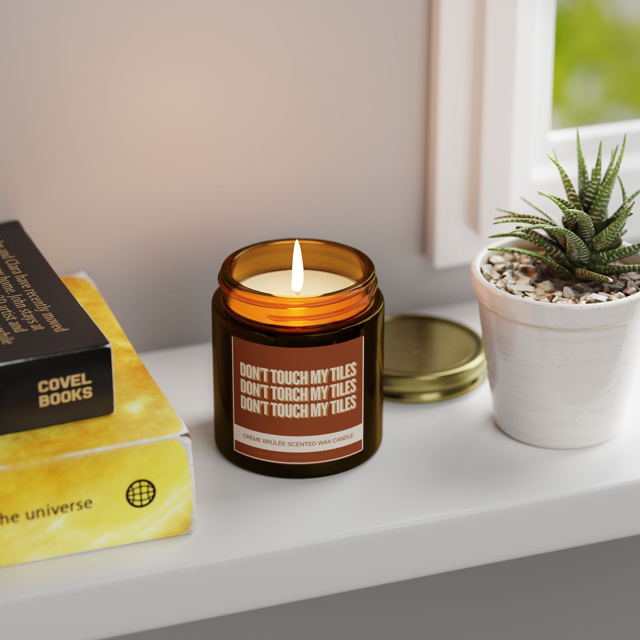 crème brûlée scented wax candle - DON'T TOUCH / TORCH MY TILES - BROWN