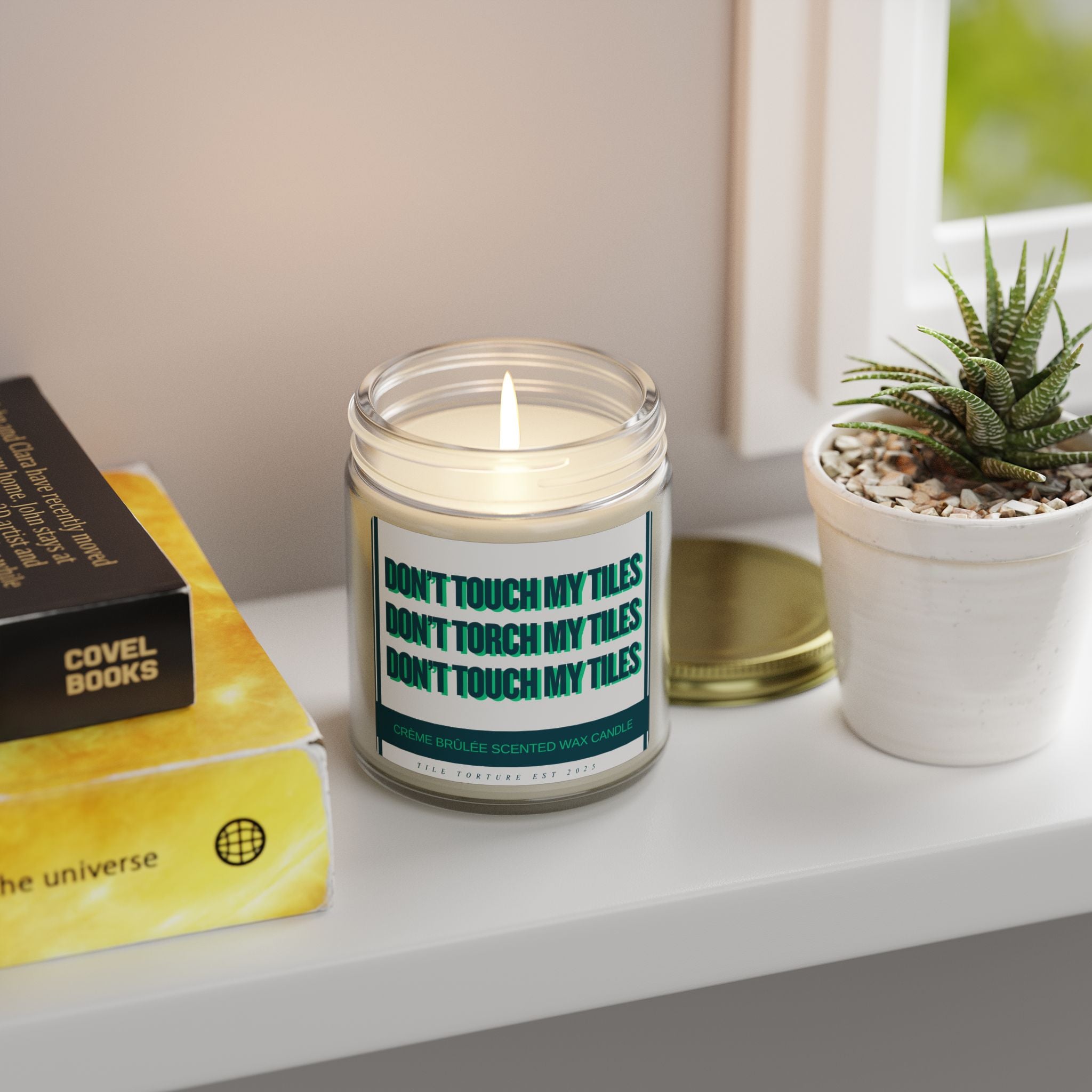 crème brûlée scented wax candle - DON'T TOUCH / TORCH MY TILES - GREEN
