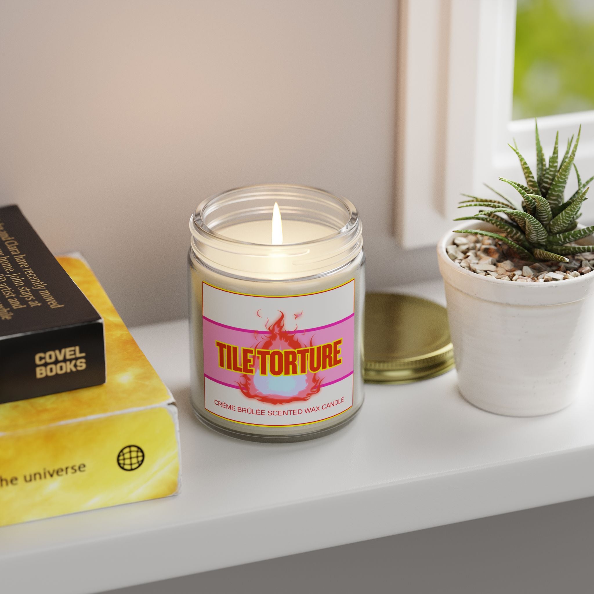 crème brûlée scented wax candle - TILE TORTURE - HOT PINK